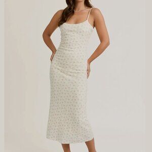 Delilah Pink Floral Printed Sweater Midi Dress (S)| Easter Church Dress